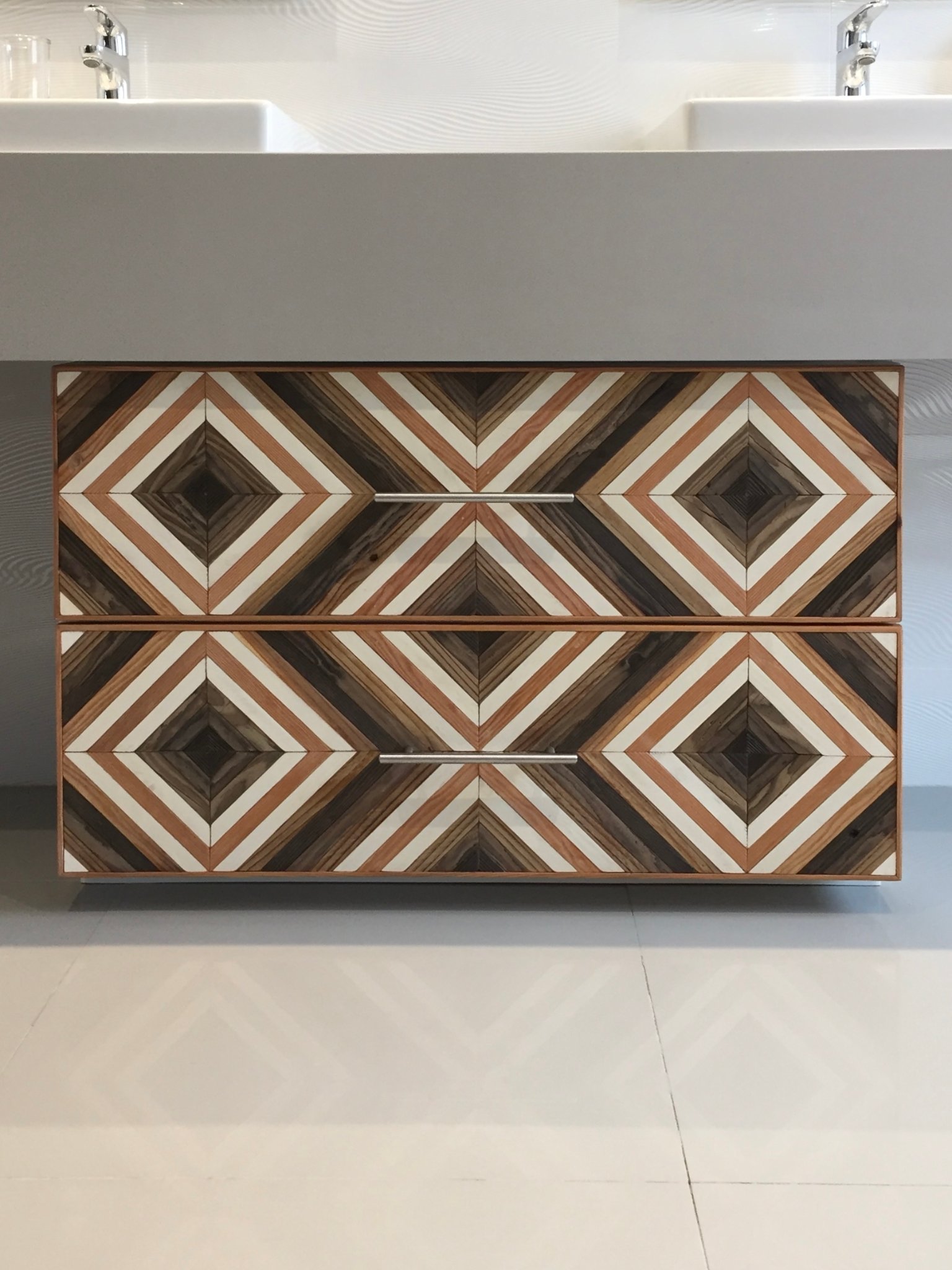 Modern bathroom vanity and fixtures installation